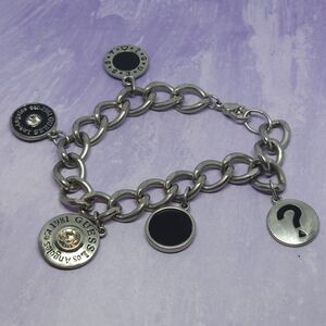 Guess Silver Tone Chunky Charm Bracelet